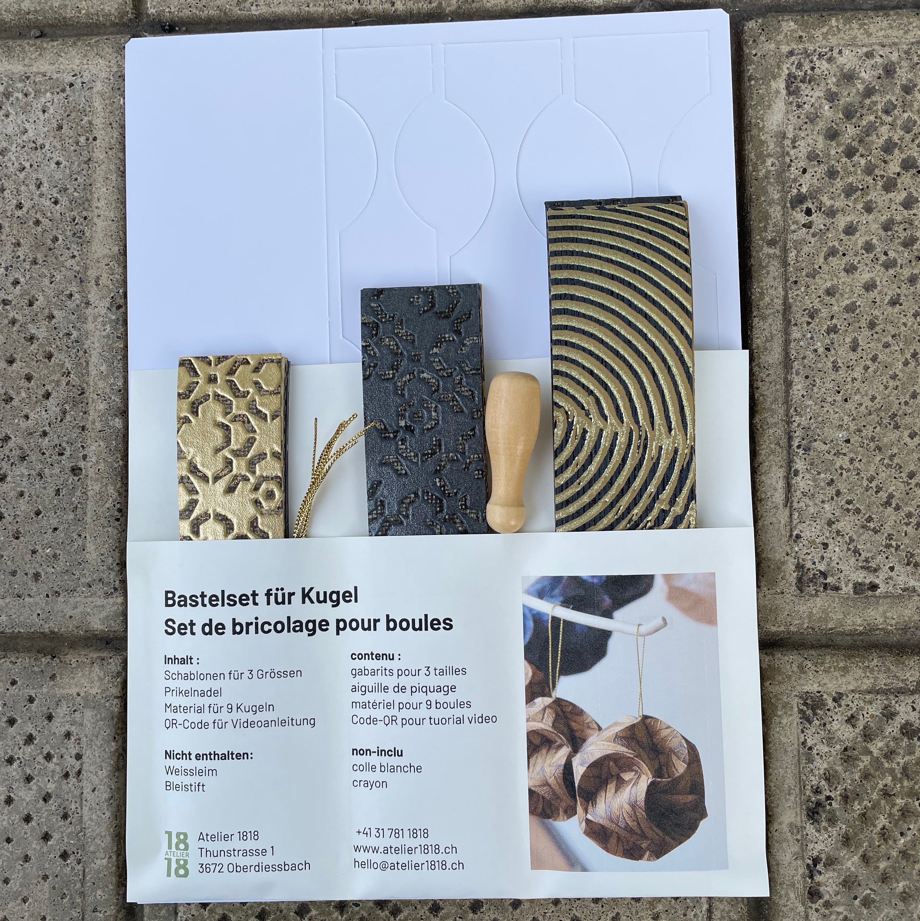 Bastelset für Kugel, mit Schablonen und Prikelnadel, Design Orientalich