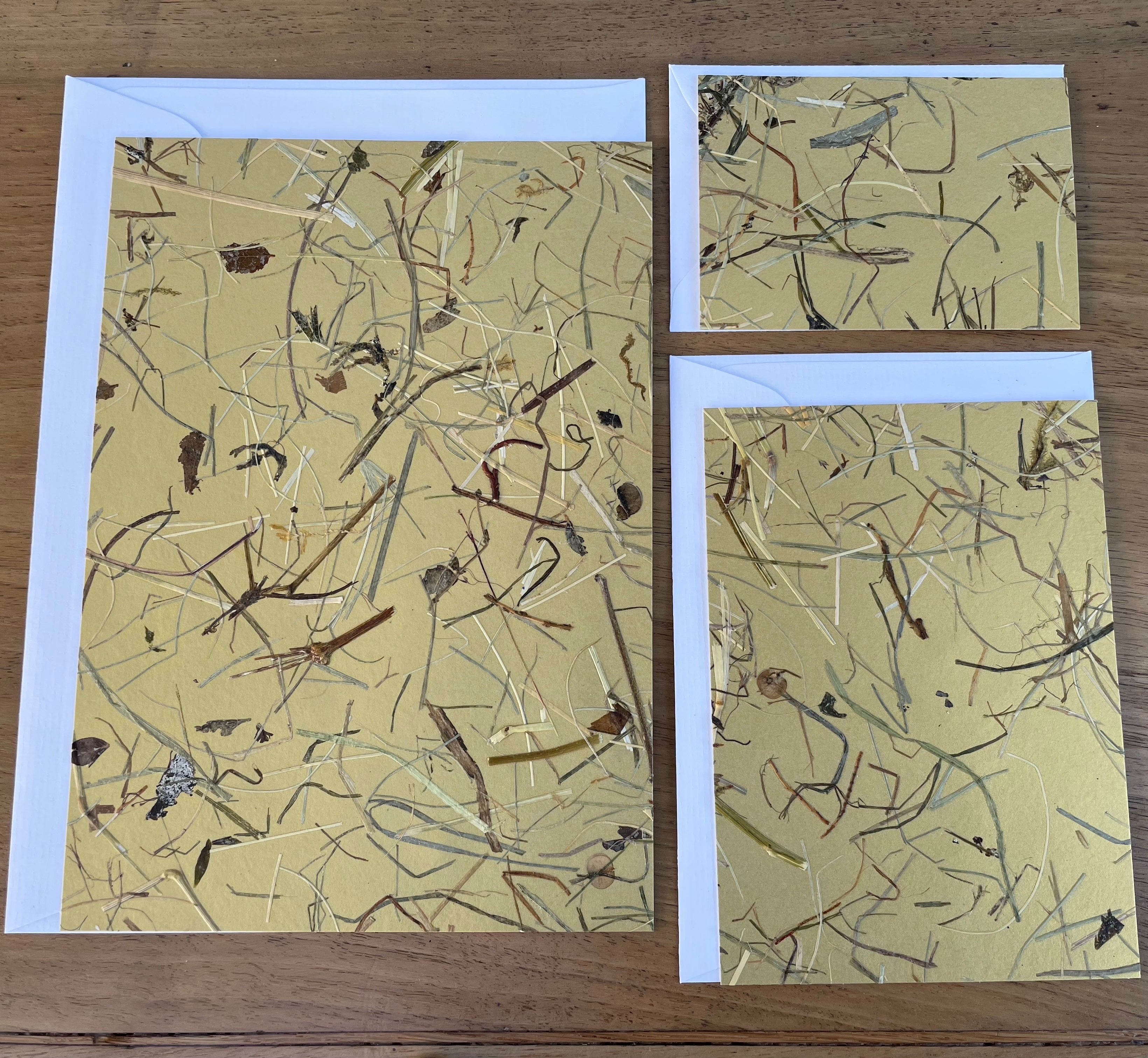 Grusskarten mit Kuvert A5, A6, A7 aus Naturmaterialien von Organoids Design Wildspitze Gold