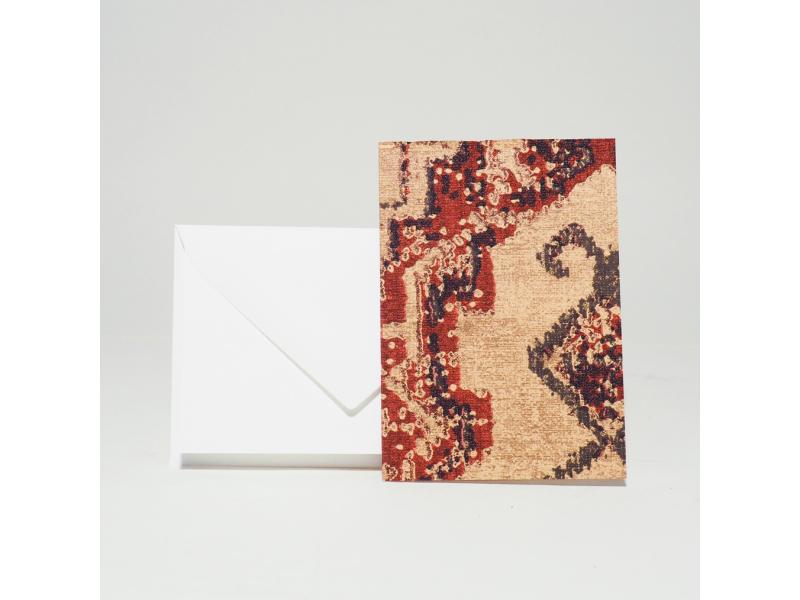Hochwertige Grusskarte A7 vom Atelier 1818, handgefertigt in der Schweiz, inkl. Einlageblatt und Kuvert. Design Oriental Story Red