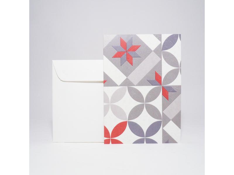 Hochwertige Grusskarte A5 vom Atelier 1818, handgefertigt in der Schweiz, inkl. Einlageblatt und Kuvert. Design Kachel Red