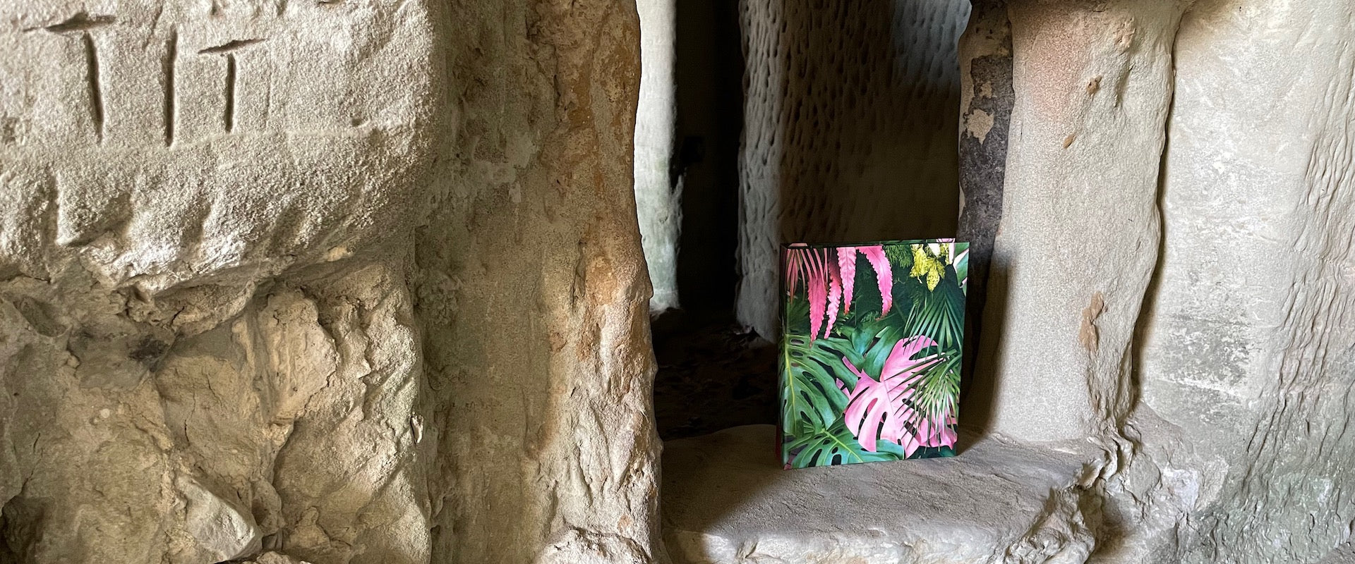 Handgebundener A5 Ringordner aus der Buchbinderei Atelier 1818 in Oberdiessbach. Design Jungle / Dschungel Pink in der Magdalena Hölle
