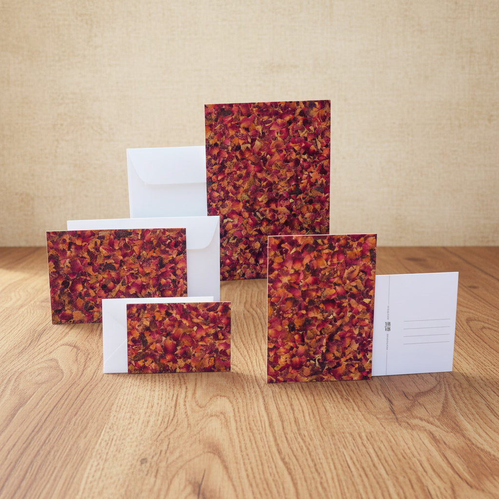 Grusskarten mit Kuvert A5, A6, A7 aus Naturmaterialien von Organoids Design Rosenblüten