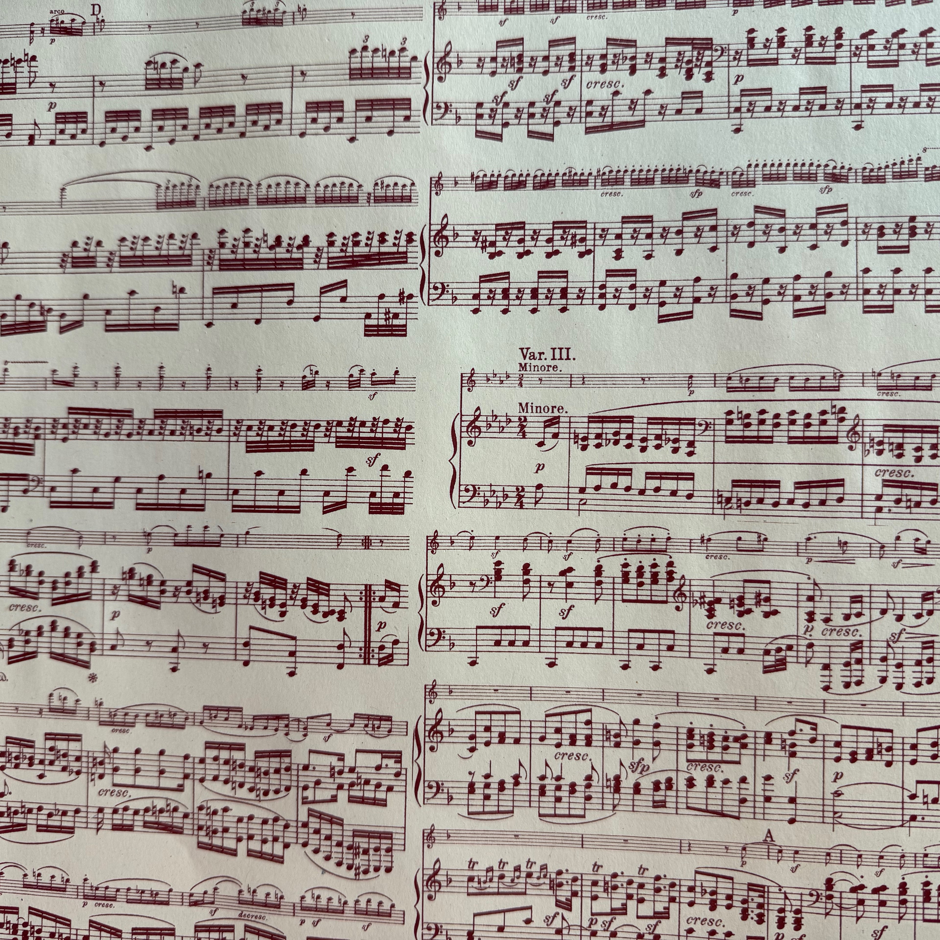 Geschenkpapier Papeteria Design Musiknoten Beethoven bordeaux  