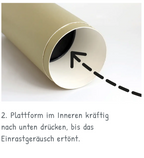 Anleitung, Tischbombe wiederverwenbar, 2. Plattform im Inneren kräftig nach unten drücken, bis das Einrastgeräusch ertönt.