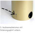 Anleitung, Tischbombe wiederverwenbar, 3. Auslösemechanismus mit Sicherungssplint sichern.
